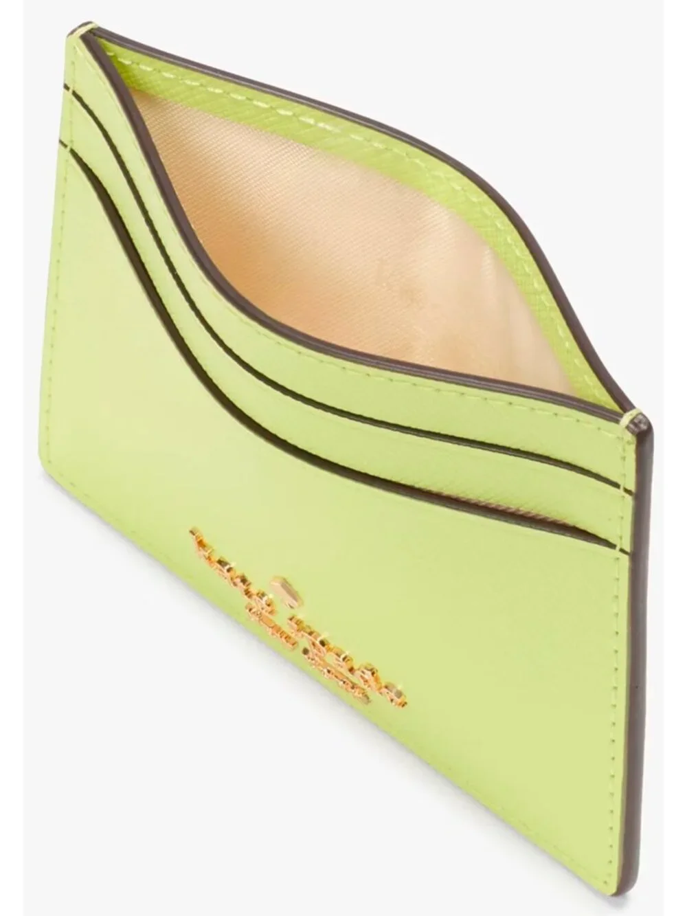 S Kate Spade Madison Small Slim Card Holder Lime Yellow KI368 Wallet NWT $89